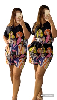 Plus Size Challis Terno L-2XL