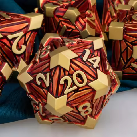 DND Dice Set Red Dungeon and Dragon Metal Polyhedral Dice for RPG Role Playing Dice D and D Dice D&D