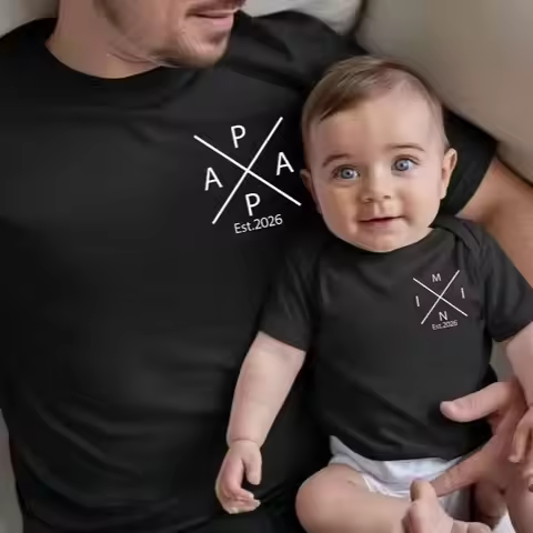 Customized Matching Family Est 2026 Tshirt Unisex Comfortable Cotton Shirt With Stylish Design for F