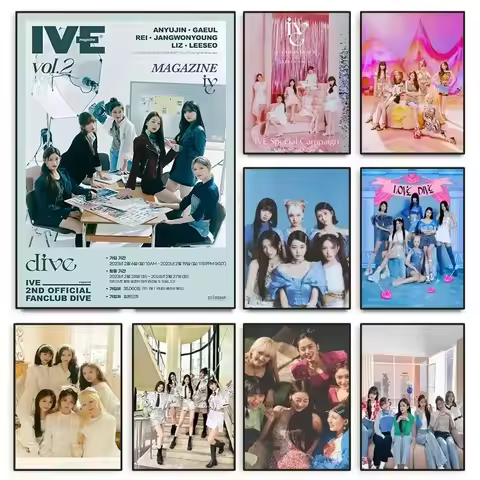 Kpop IVE Poster Wall Art Studio Album I’ve IVE Korean Fashion Cute Group Idol Picture Canvas Paintin