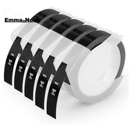 5 Pack Label Tape for  Embossing Tape 12mm 3D Emboss Labels, White on Black for DM1595 Organizer Xpr