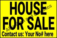 House for Sale: Contact Us - Your No. Here PVC Signage - A4 Size (7.5 x 11.25 inches)