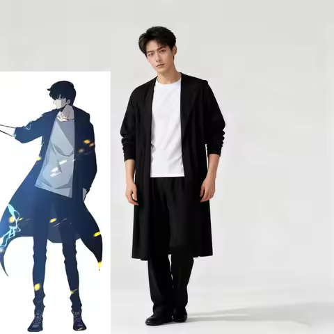 Anime Sung Jin-woo Cos Solo Sung Jinwoo Leveling Cosplay Costume Wig Coat Pant T-Shirt Uniform Knigh