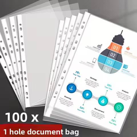100pcs File Bag, 11.89 x 9.17 inches thick & 11-hole plastic page protection film, A4 protectiv