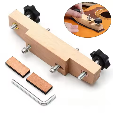 Wood Guitar Bridge Clamp With Cork Pad & L-Wrench Luthier Repair Tool Fit Classical Folk Acoustic Gu