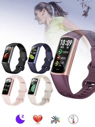 1入紫色矽膠錶帶男女健身追蹤器手錶,計步器智能手環帶,防水血壓監測多功能運動智能手錶