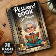1pc 5.5x8.3in Cartoon Spiral Password Book For Seniors - Lock Design Notebook With Elderly Character