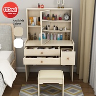 GDeal Simple 80cm Dressing Table Small Apartment Furniture Rotation Mirror With Small Stool Meja Sol