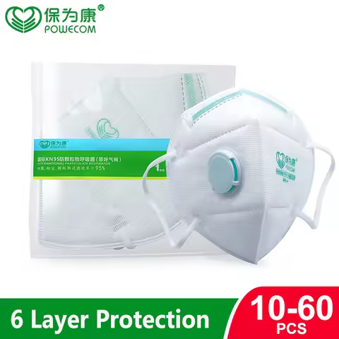 POWECOM KN95 Masks with Valve 1860V Dustproof Mouth Face Mask Breathble Face Masks tapabocas Adult W