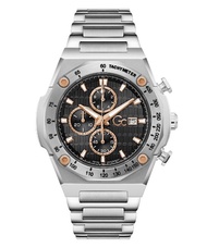 Guess Collection-Swiss Mvt  PB Silver case wRose Gold PVD highlights  bc-Men-Watches-Black