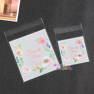 烘焙包裝thank you 花 自封袋糖果點心食品禮物包裝袋 100個/包 3個size