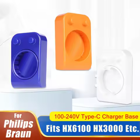 Type-C Charger Base for Philips & Braun Toothbrush, 100-240V Induction Charging Dock, 5V Safe Output