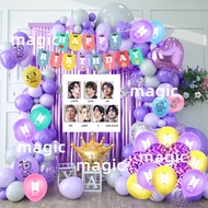 18pcs 15pcs BTS Theme Balloon Set BT21 Balloon V Jungkook Chimmy RJ Balloons Birthday Party Decorati