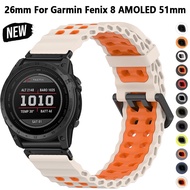 26mm Sports Silicone Strap For Garmin Fenix 8 51mm 7X Pro For Garmin Instinct 2X Solar