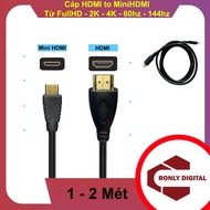 HDMI to Mini HDMI cable, MiniHDMI to HDMI supports FullHD 60hz - 144hz