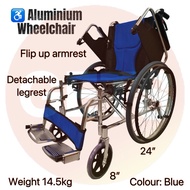 Wheelchair [GETS] Aluminium Flexi Wheelchair 24' rear wheel, with flip-up armrest and swing away &amp; detachable legrest