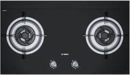 Bosch PBD7231SG Built In Black Tempered Schott Glass Gas Hob 2 Gas burners 78.5cm width, powerful 4.5Kw wok burner , electric ignition, suitable for Town Gas only