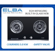 ELBA BUILT IN GLASS HOB WITH SAFETY VALVE 5.0KW DAPUR GAS EGH-K8742G(BK)