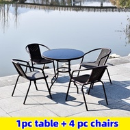 5 Pcs Outdoor Modern Table and Chairs Rattan Chairs Patio Waterproof Garden Leisure Open-air Balcony