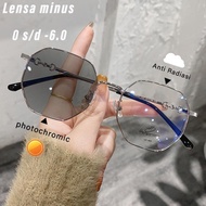 CAHAYA Korean style large frame photochromic minus glasses -6.0 large framed glasses for women, high