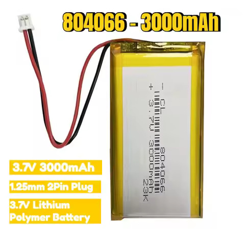 NEW 804066 Polymer Lithium Battery 3.7V 3000mAh Li-Polymer Rechargeable Batteries 1.25mm 2Pin Plug f