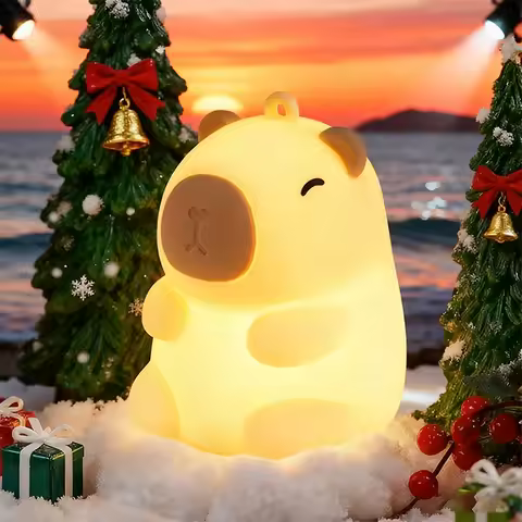 Capybara Cute Night Light, Squishy Lamp Xmas Gifts Toys, Rechargeable LED Dimmable Silicone Nightlig