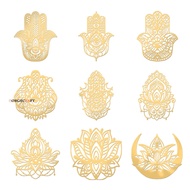 1Set 9Pcs Copper Orgonite Sticker Hand of Fatima Sticker Decorate Stickers Self Adhesive Golden Stickers for Scrapbooks DIY Resin Crafts Phone &amp; Water Bottle Decoration