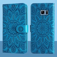 Magnetic Leather Wallet Flip Case For Samsung Galaxy Note 7 FE N9300 Embossed Sunflower Phone Cover