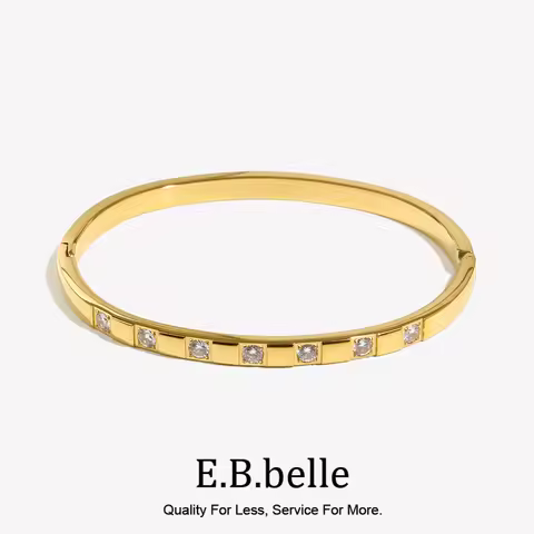 E.B.belle Fashion 316L Stainless 18K Gold Plated Tarnish Free Bangles For Women Rhinestone women's h