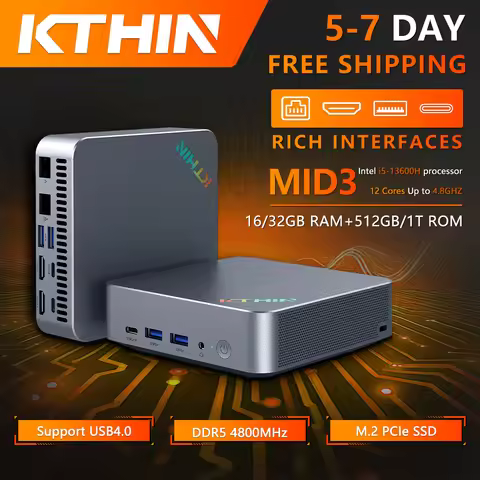 KTHIN MID3 Mini PC i5 1340P 13600H WIFI6 BT5.2 Mini Computer DDR5 16GB RAM 512GB ROM 2.5G LAN USB4.0