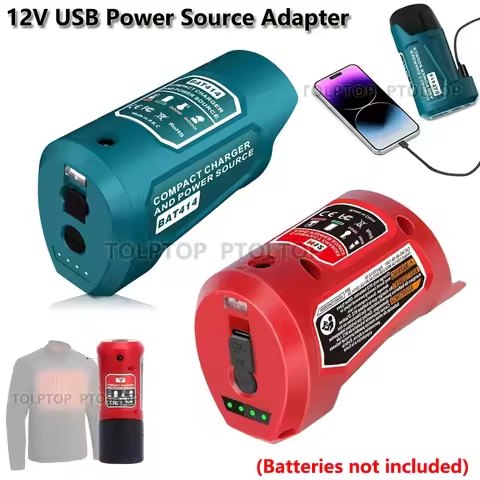 Adapter Battery Charger Converter Supply For Bosch/Milwaukee 10.8V/12V Li-ion Battery USB Mobile Pow