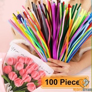 100PCS Fuzzy Wire Flower DIY Chenille Stem Pipe Cleaners Rods Fuzzy Wire Chenille Stems Twist Wire D