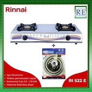 KOMPOR GAS RINNAI 2 Tungku Stainless 522E SNI ORIGINAL