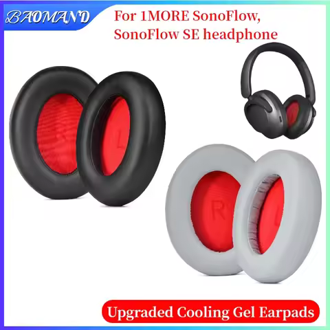 Leather Sleeve Cooling Gel Replacement Earpad for 1MORE SonoFlow,SonoFlow SE Headphone BAOMAND