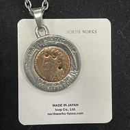 日本NORTH WORKS N-515 雙圈銀銅幣寶石項鍊 銀飾 天然石