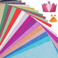 20 Colors 50 Sheets Glitter Cardstock,Cardstock Paper,Premium Sparkly Cricut Cardstocks,A5 Glitter P