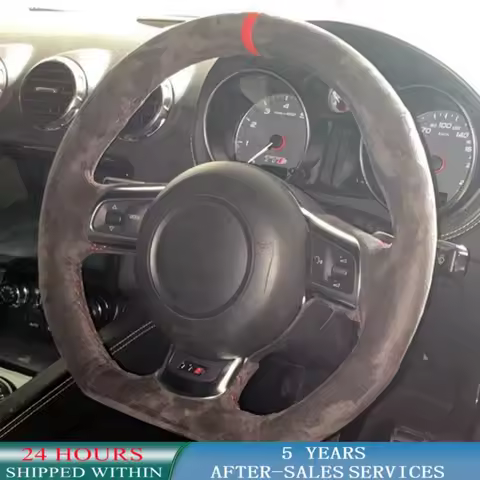 Steering Wheel Customized Car Steering Wheel Cover Anti-Slip Suede Leather For Audi TT TTS (8J) A3 S