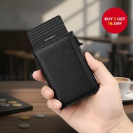 Men's Carbon Fiber RFID Wallet, Aluminum Alloy Magnetic Card Holder with Money Clip, Slim Anti-Theft