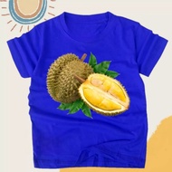 2D Printed Kids T-Shirt Cute Durian Fruit Design Short Sleeve Cartoon Theme Ages 2-14