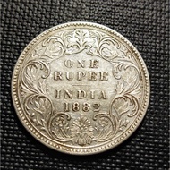 British East India Company Old Silver Coin Queen Victoria 1 Rupee Year 1882 ( High Grade Sharp Detai