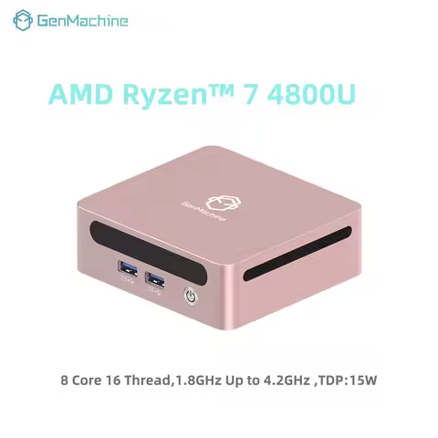 GenMachine Mini PC AMD Ryzen 7 4800U 8-core 16-thread 4.2GHz 15W 16GB DDR4 3200Mhz 512G PCIe 3.0 WIF
