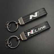 2024 Carbon Leather Keyring Luxury Women Car Keychain For Hyundai i20 i30 Elantra Kona Sonata Tucson