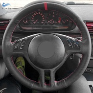 Car Accessories Interior Steering Wheel Perforated Leather Cover Trim For BMW E46 Coupe 2000-2006 E3