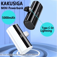 KAKUSIGA 5000mAh Mini PowerBank Capsule Fast Charging Powerbank Ultra-Compact Lightning Type-C Interface Portable Charger Emergency Charging Powerbank