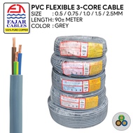 FAJAR FLEXIBLE CABLE 3C X 0.75, 1MM,1.5MM,2.5MM,4MM (90M/ROLL) SIRIM