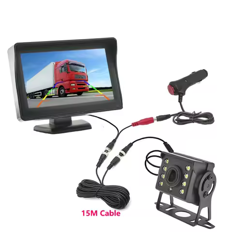 Car Monitor with Rear View Camera For Truck Vehicle Parking 4.3" Screen Rear Camera 9-36V Night Visi
