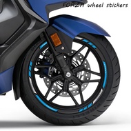 For HONDA FORZA 350 Motorcycle Front and Rear wheel decals Reflective stickers rim stripes motorbike