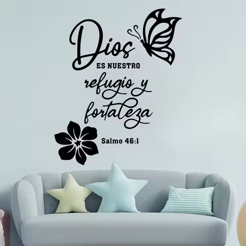 Spanish Bible Verse Christian Wall Sticker Jesues God Dios Es Nuestro Refugio Y Fortaleza, Salmo 46: