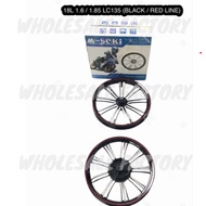 M-SEKI SPORT RIM 18L YAMAHA LC135 18 BATANG 1.6 / 1.85 (BLACK / RED LINE)