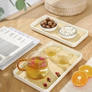 日式點心茶水托盤仿木紋加厚茶壺托盤客廳茶幾長方形茶杯盤高級
